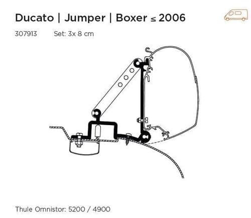 Thule Ducato | Jumper | Boxer <2006 Wall Mount Awning Adapter