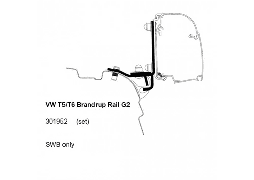 Thule VWT5/T6 Brandrup Top Rail G2 Wall Mount Awning Adapter