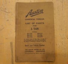 Austin.List of parts for 5 ton types.K4.