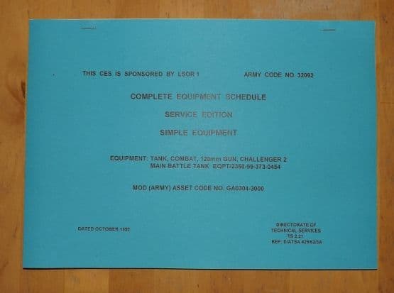 Challenger 2 CES Service edition Army code no 32092