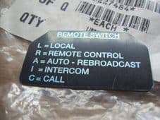 Clansman 351. Radio instruction plate.