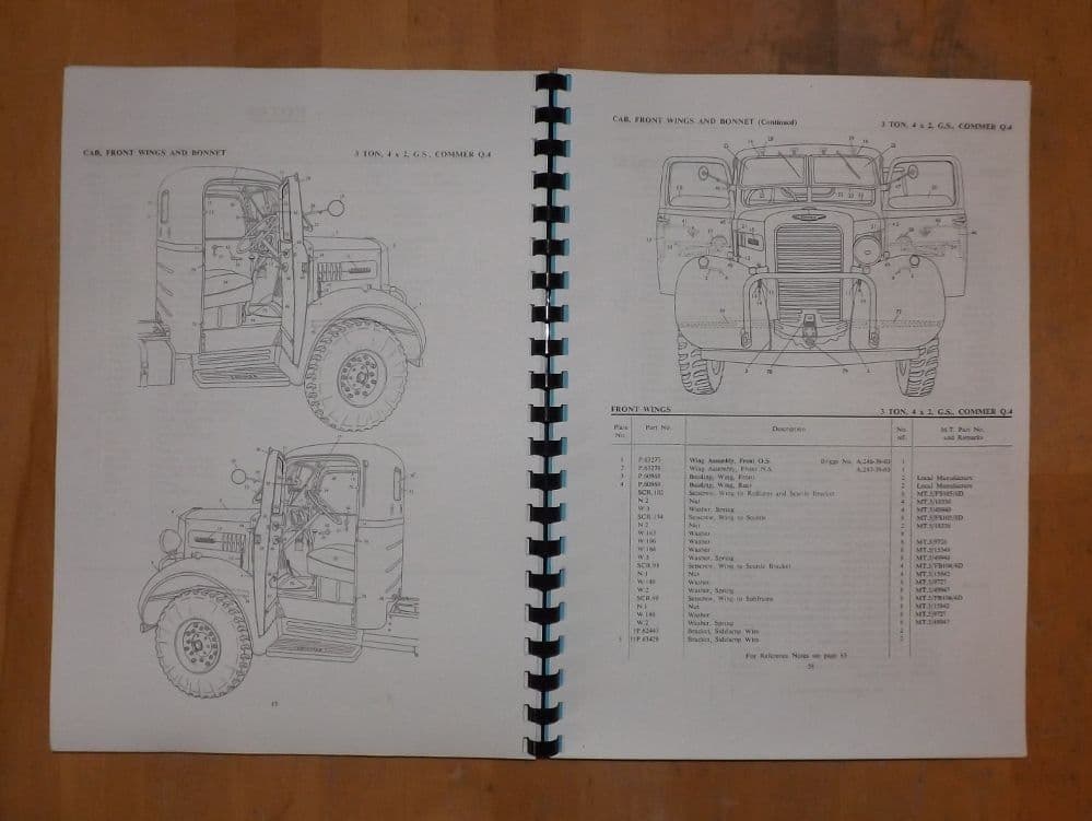 Commer Q4 3 ton lorry Spare parts list