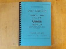 Commer Q4. 3 ton lorry. Spare parts list.