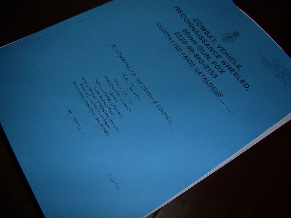 CVR W Fox Illustrated parts catalogue with 30mm gun