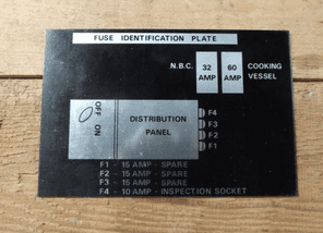 CVRT.Fuse identification plate. LAST ONE.