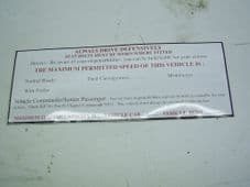 Land Rover. Army speed warning sticker. NOS