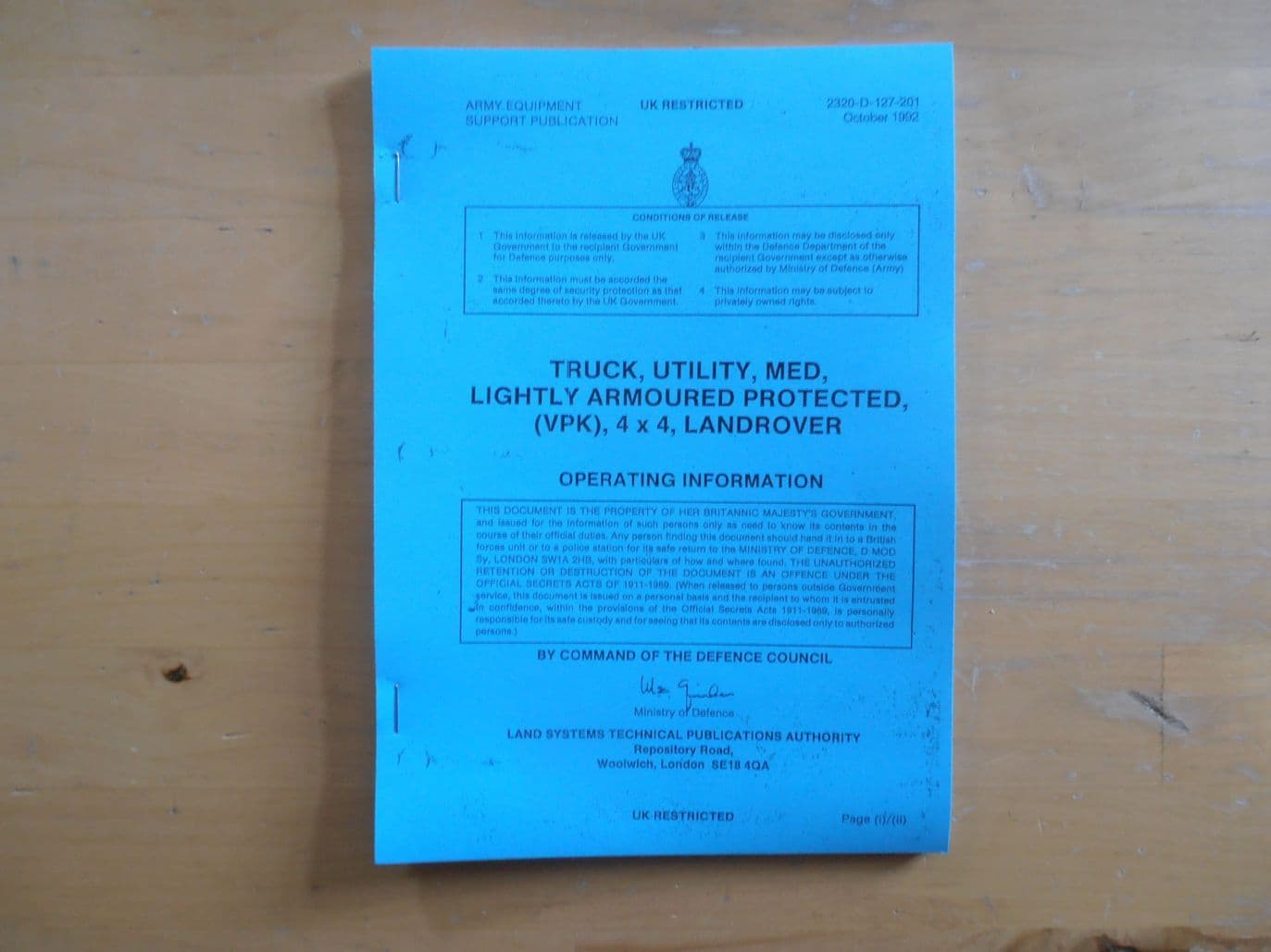 Land Rover VPK User handbook
