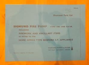 Sigmund fire pump.Type FN5 900 GPM. Illustrated parts list.