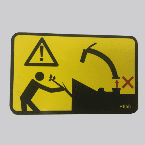 P0000656 - Decal , Do not use without discharge chute
