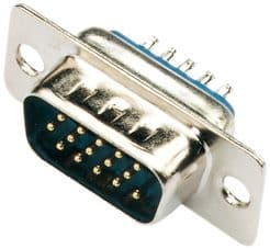 15 PIN High density D type connectors with gold-plated contacts.