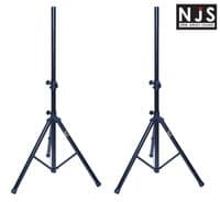 2 x Black Light Weight Economy Speaker Stands and Carry Bag Kit - NJS603DE