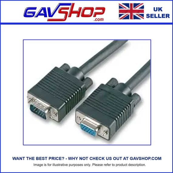 20M - ROLINE VGA & SVGA Computer/Laptop Monitor Lead - 15 Pin Male to Female (Plug to Socket)