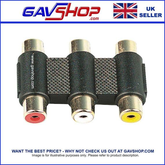 3 x Nickle Plated RCA phono socket to triple RCA phono socket retro games adaptor