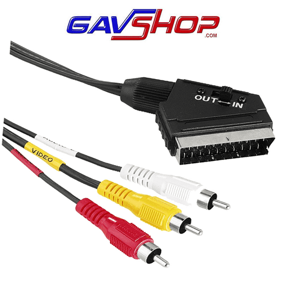 3Mtr Switched Scart to 3 Phono Plugs Cable Lead Retro Gaming & Video SHOP SOILED