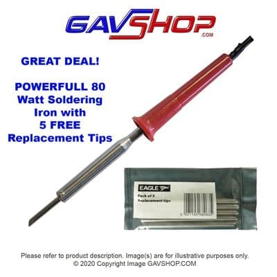 80w High Quality Mains Powered Soldering Iron with 5 FREE Tips