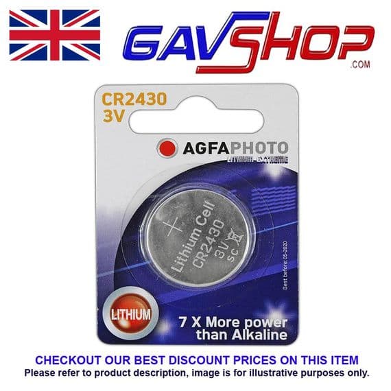 Agfa Lithium CR2430 Button / Coin Size 3v Photo, Key Fob, Calculator Watch Battery