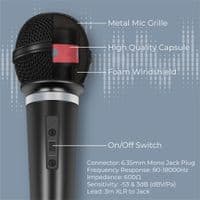 Mr Entertainer Switched Plastic Bodied Vocal Microphone complete with 3 m XLR to Jack Lead