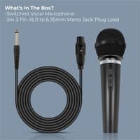 Mr Entertainer Switched Plastic Bodied Vocal Microphone complete with 3 m XLR to Jack Lead
