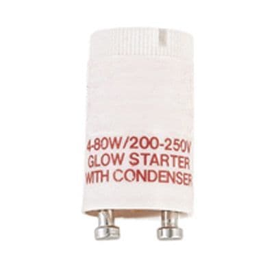 Standard fluorescent starter in white, 4-80 W 220 - 240V