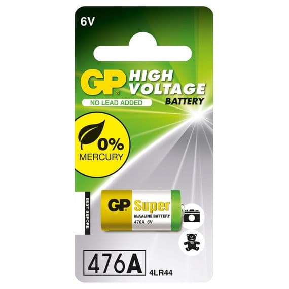 The 4LR44 size battery is equivalent to a 476A GP476A A544 L1325 4A76 544A PX28A K28A V4034PX.