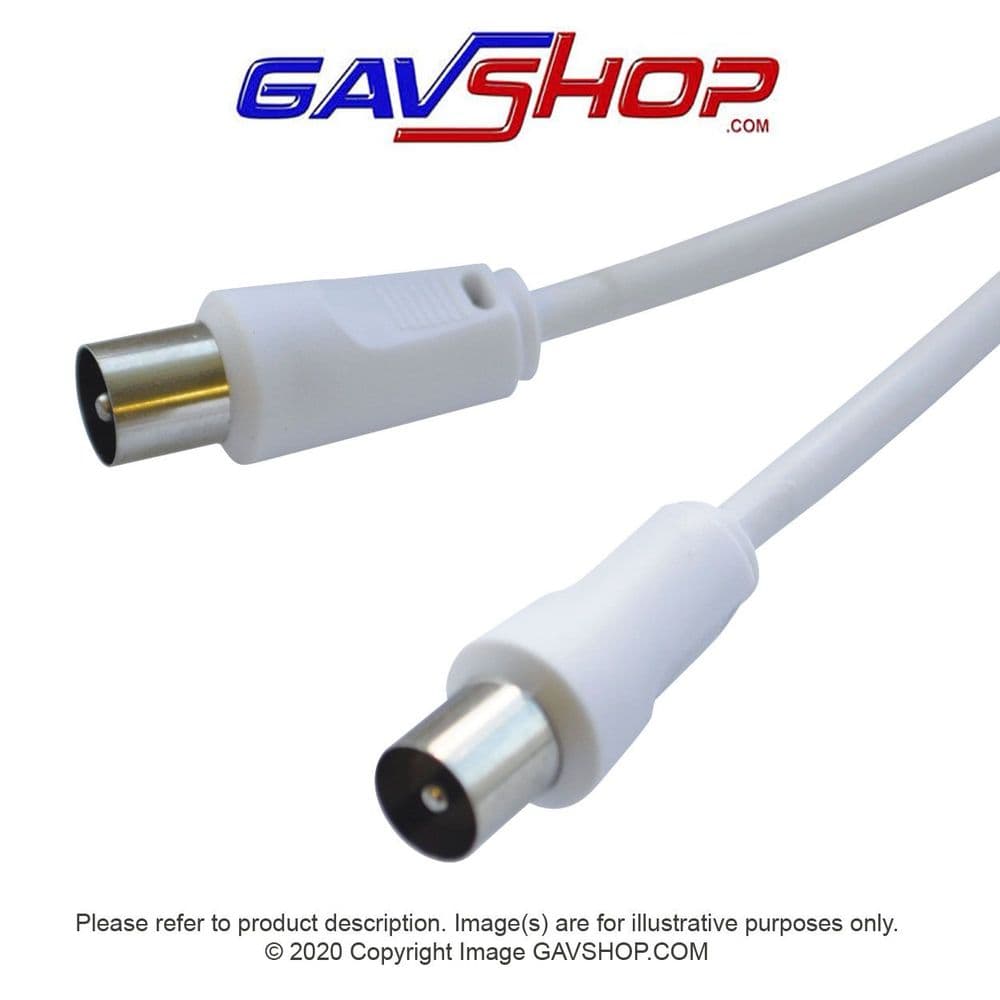 WHITE AERIAL RF COAXIAL PLUG TO PLUG LEADS Various lead lengths