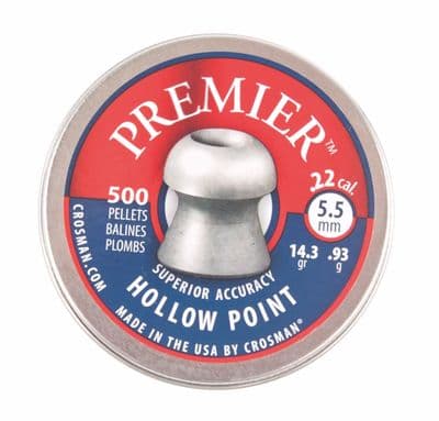 CROSMAN PREMIER HOLLOW POINT .22 HUNTING AIRGUN PELLETS 5.5MM