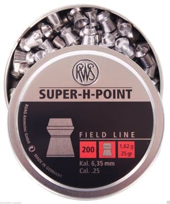 RWS SUPER H POINT AIRGUN PELLETS .25  6.35mm