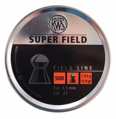 RWS SUPERFIELD PELLETS .22 5.51mm TIN OF 500 15.9GR
