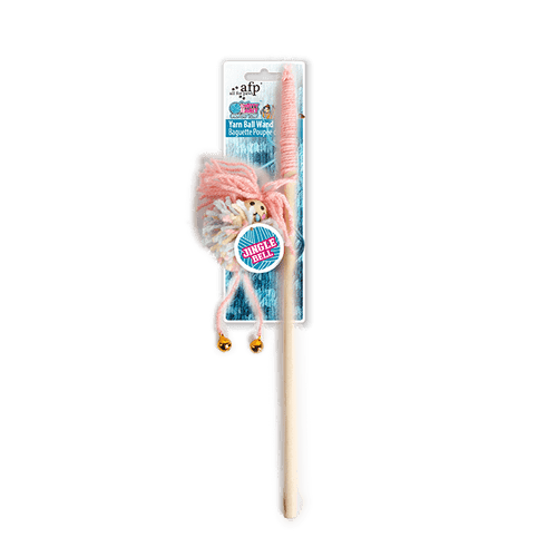 All For Paws Yarn Ball wand with bells Cat Toy