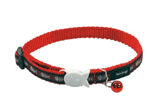 Red Dingo Cat collar Fish Bone Red