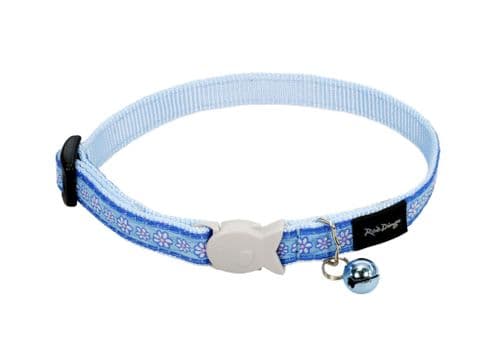 Red Dingo Cat collar light blue daisy chain