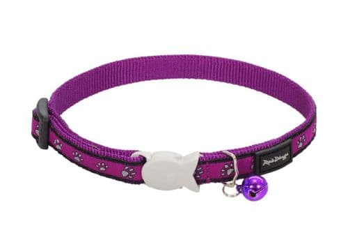 Red Dingo Cat collar Pawprints Purple