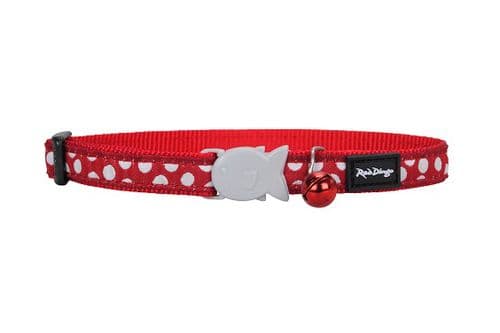 Red Dingo Cat collar White Spots on Red