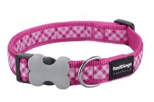Red Dingo dog collar Gingham hot pink