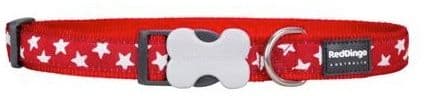 Red Dingo Dog collar red with white stars