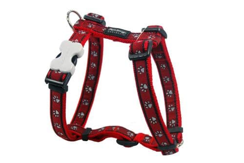 Red Dingo Dog Harness Pawprints Red