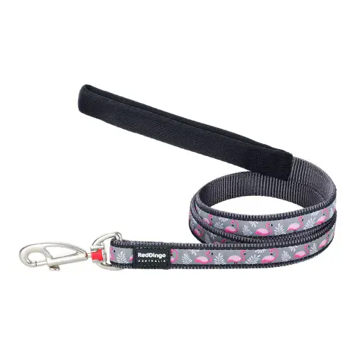 Red Dingo Dog Lead Flamingo grey