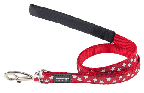 Red Dingo Dog Lead red and white stars