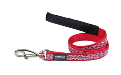 Red Dingo Dog Lead Union Jack Flag on Red