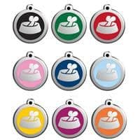 Red Dingo Dog Tag bone in bowl