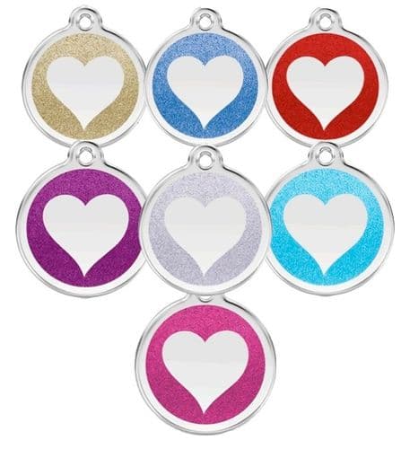 Red Dingo Dog Tag Glitter heart