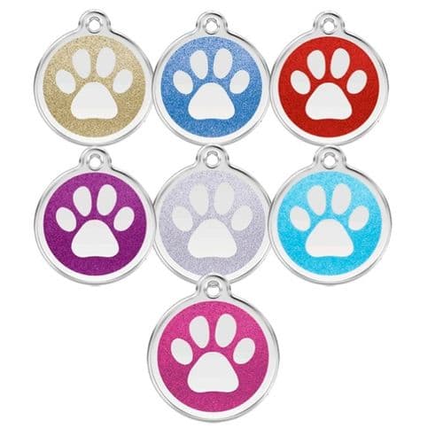 Red Dingo Dog Tag Glitter Paw