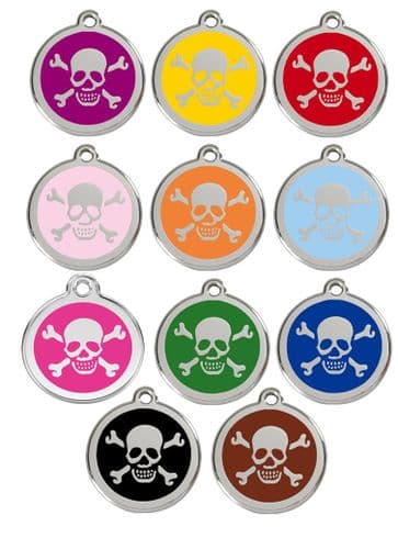 Red Dingo Dog Tag Skull and Crossbones