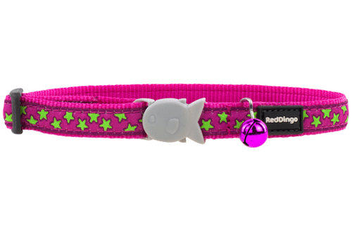 Red Dingo Lime Stars On Hot Pink Cat Collar