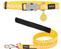 Red Dingo Polka Dot Dog lead white and yellow polka dot