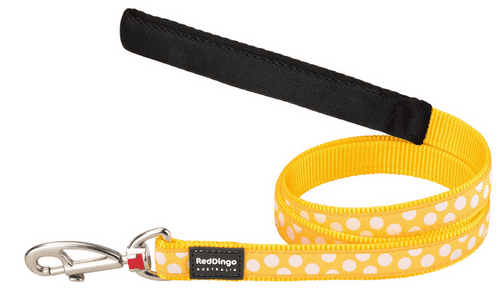 Red Dingo Polka Dot Dog lead Yellow and white spot