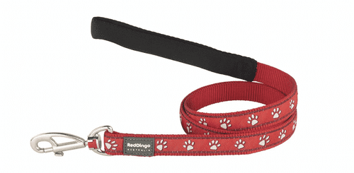 Red Dingo Red pawprint dog lead