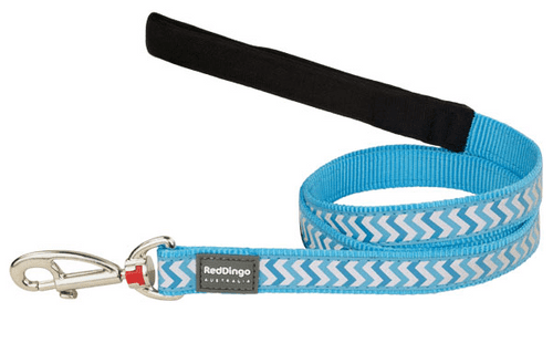 Red Dingo Reflective Dog Lead Ziggy Turquoise