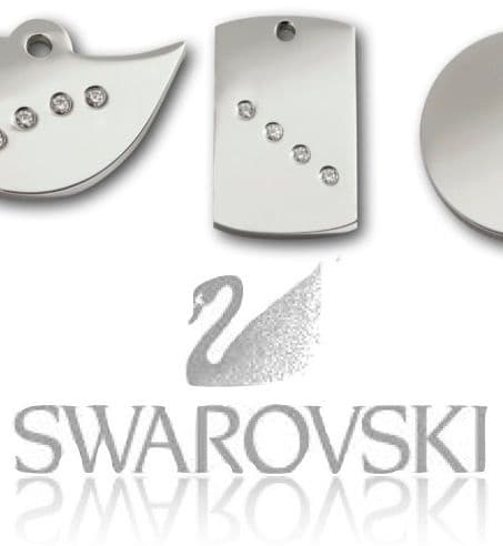 Red Dingo Swarovski Crystal Polished Stainless Steel Tags