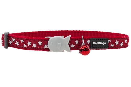 Red Dingo White Star on Red Cat Collar
